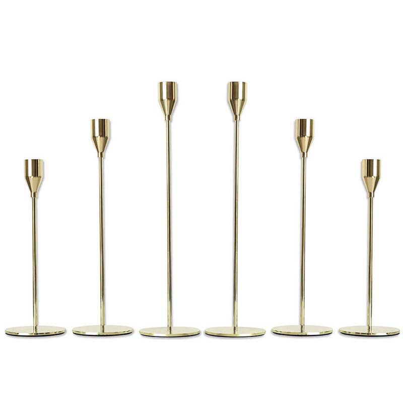 Slim Iron Taper Candle Holder set of 3 Color:Golden;Size:28cm