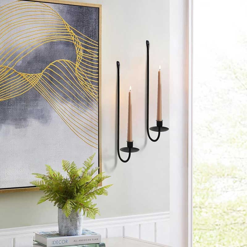 Single Black Candle Holder For Wall Color:Black 3