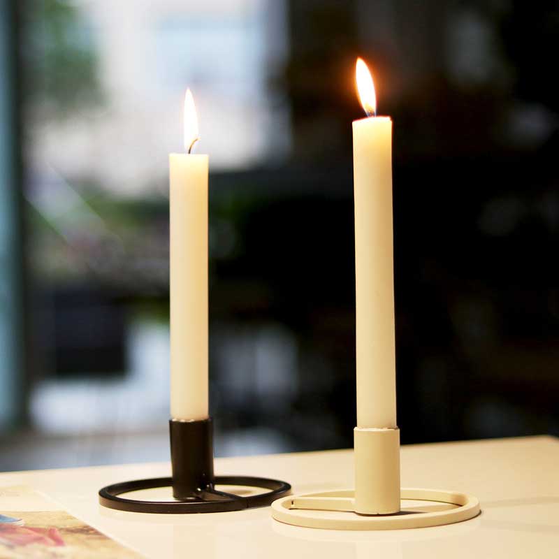 Minimalist Wrought Iron Circular Ring Candlestick Holder Color:Black 2