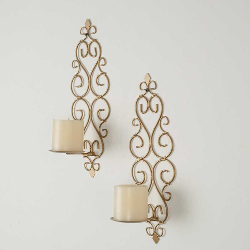 European Vintage Iron Wall Sconce Candlestick Holder Color:Golden 1