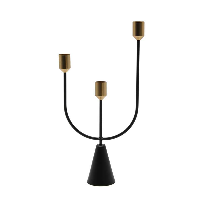 Modern Minimalist U-Shaped 3-Arm Metal Candelabra 17.5*35.5cm