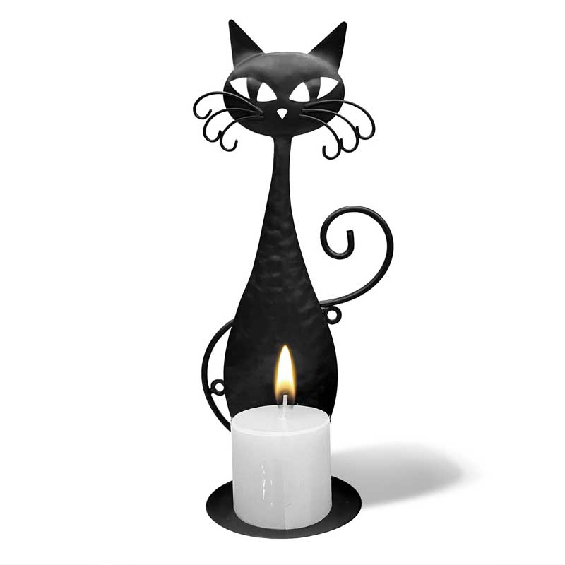 Black Iron Cat Wall Mounted Candle Holder