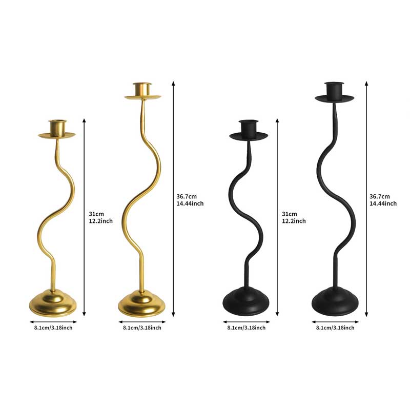 Wavy S-Curve Iron Candlestick Holder Color:Black;Size:8.1*31CM 3