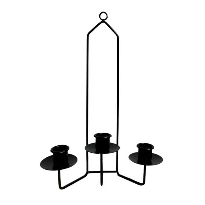 Minimalist Wall-Mounted Iron Taper Candle Holder (Dual/Triple Branch Options) Color:Black 2 tier;Tier:3