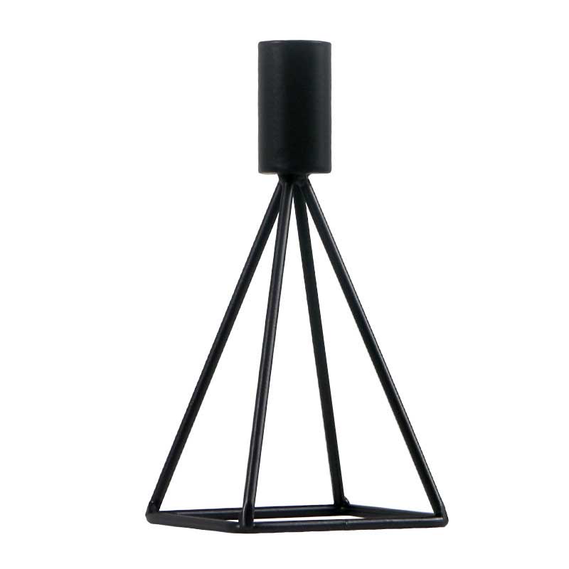 Geometric Pyramid Candlestick Holder,Matte Black