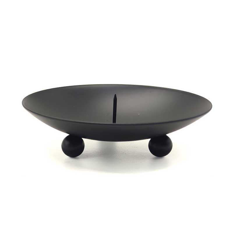 Minimalist Iron Bowl Candlestick with Spike  (Gold/Black) Black