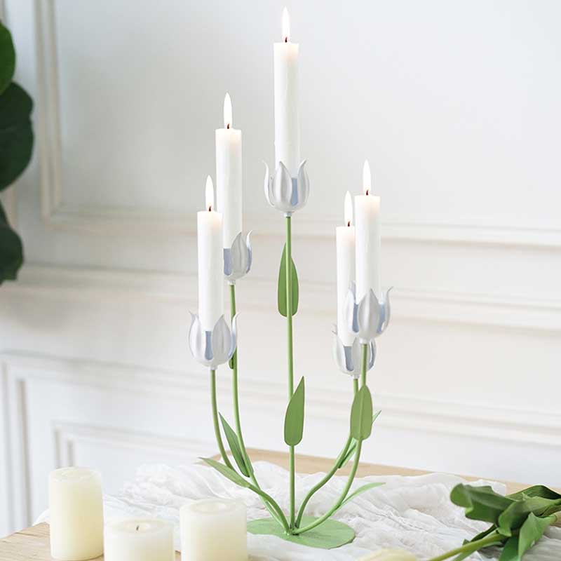 Tulip Flower Metal Candelabra Color:Default 3