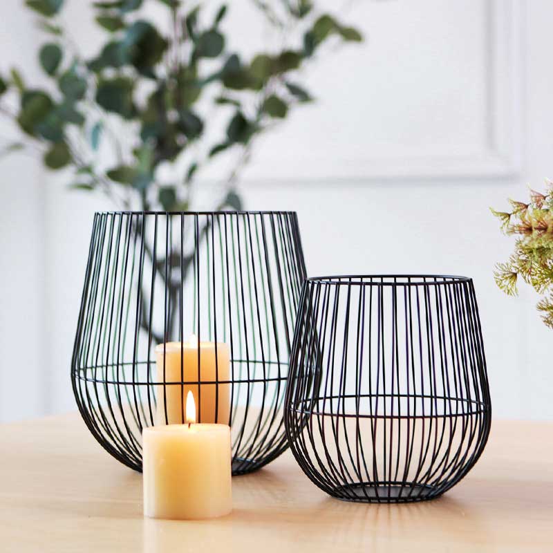 Nordic Style Minimalist Black Iron Candle Holder / Lantern Color:15*15.5cm 2