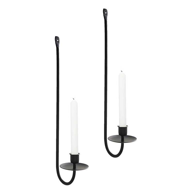 Single Black Candle Holder For Wall