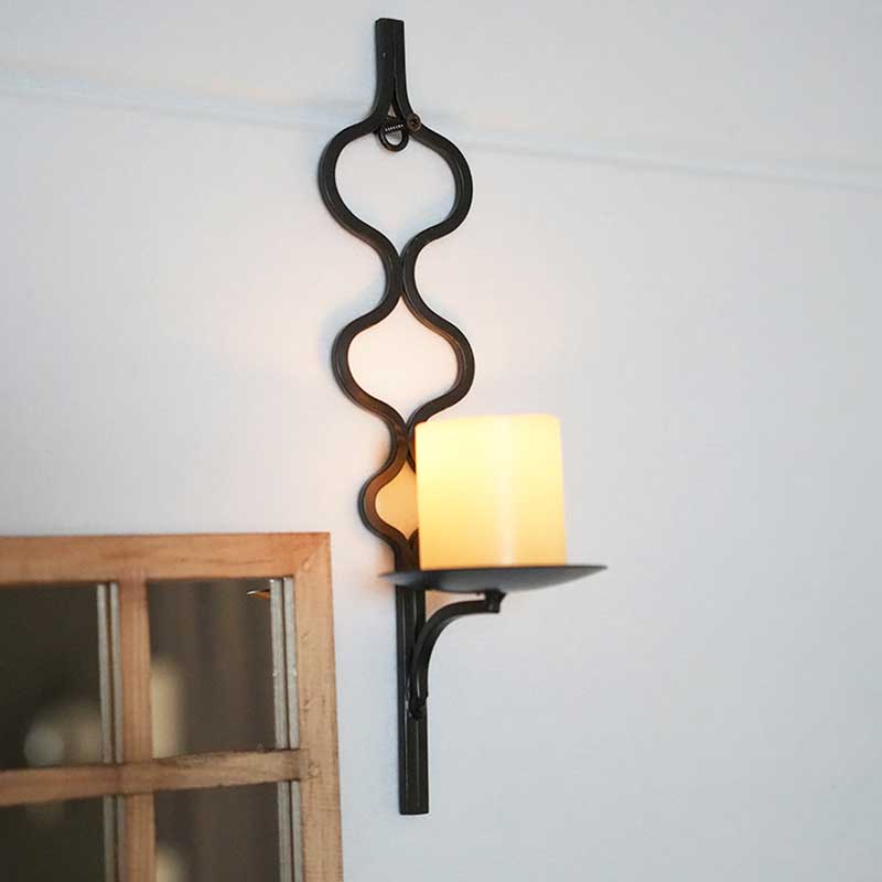 Nordic Wall-Mounted Iron Candlestick Color:Black 2