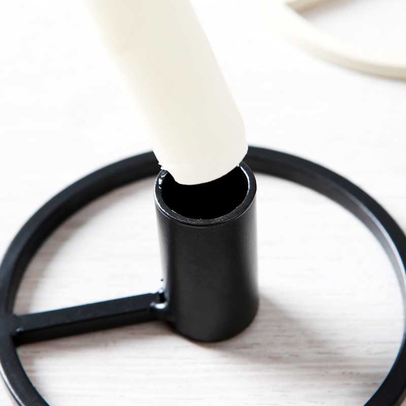 Minimalist Wrought Iron Circular Ring Candlestick Holder Color:Black 1