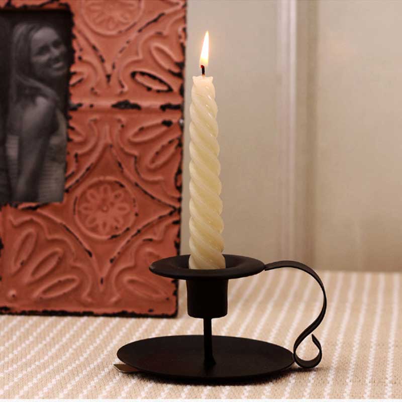 Black Candle Holder With Handle for Taper Candle Color:Black 2