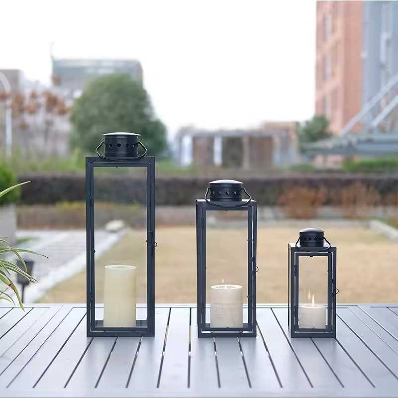 Iron Lantern Candle Holder Clear Glass Size:10.2*23.5cm 4