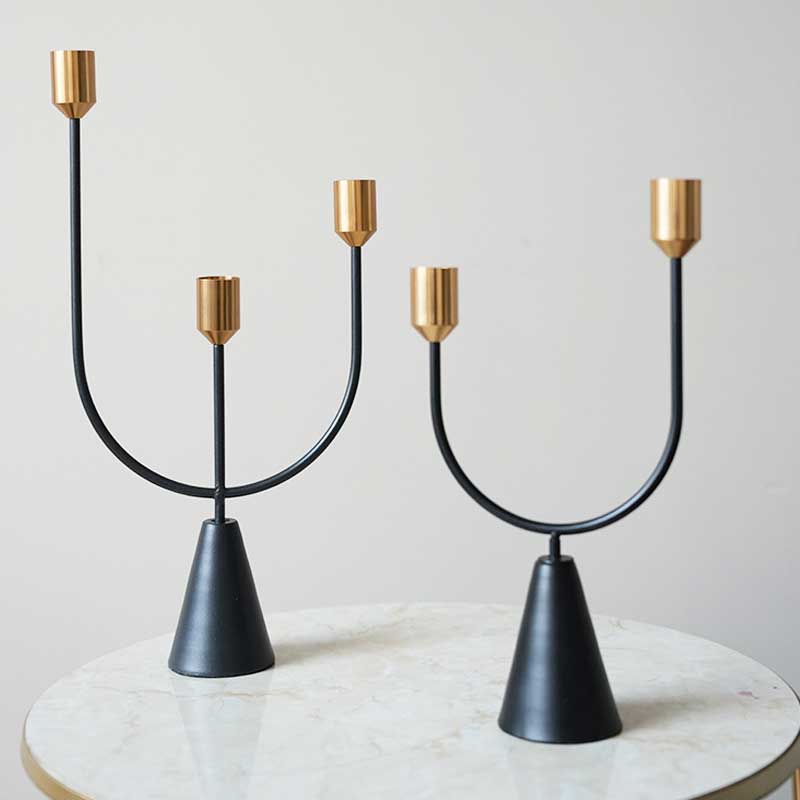 Modern Minimalist U-Shaped 3-Arm Metal Candelabra Size:14.2*26cm 2