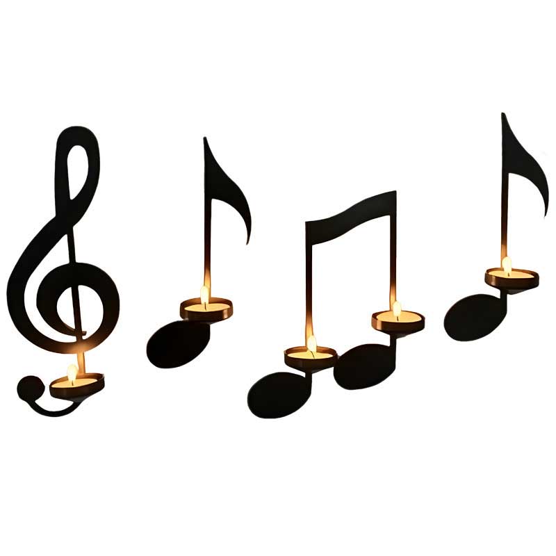 Musical Note Wall-Mounted Candle Holder Set