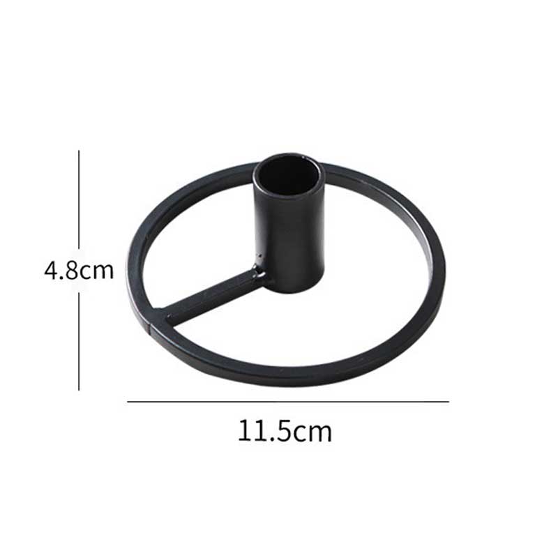 Minimalist Wrought Iron Circular Ring Candlestick Holder Black