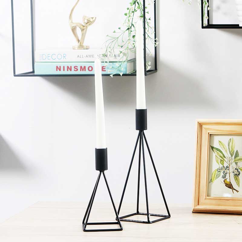 Geometric Pyramid Candlestick Holder,Matte Black Size:12.7*9.24cm 1