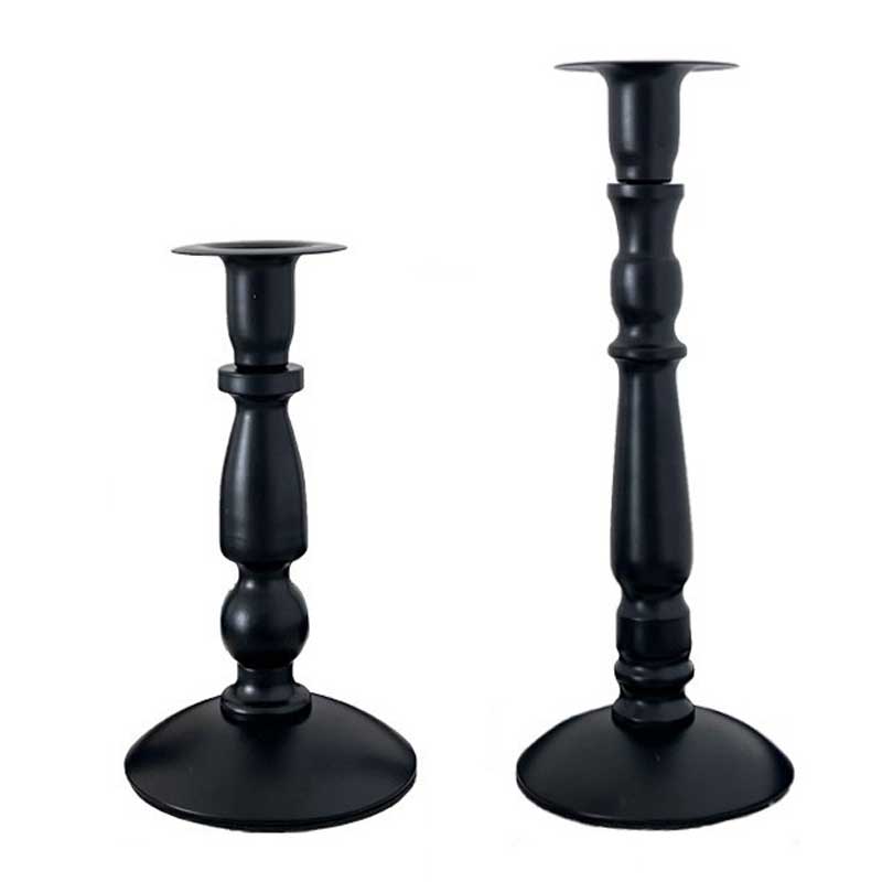 Vintage Iron Black Golden Candle Holder