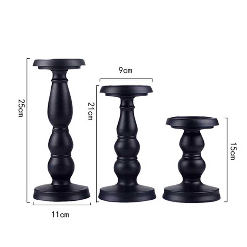 European Vintage Candlestick Holders Set of 3,Matte Black Size:11*25cm 3