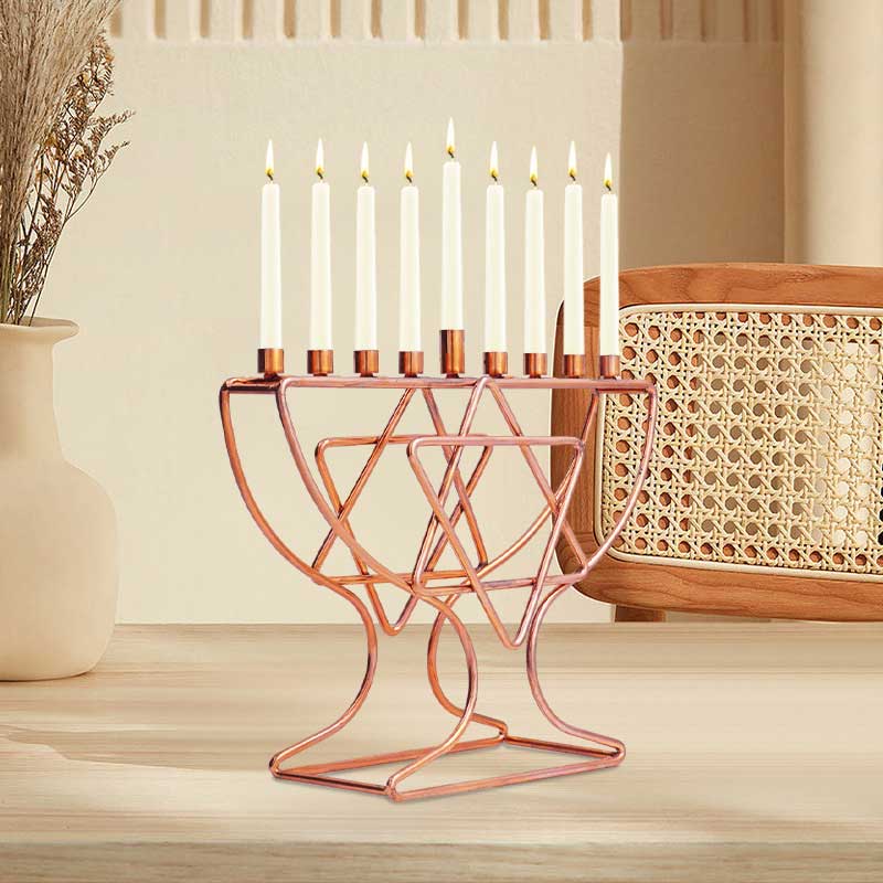 Star of David Wire Hanukkah Menorah Color:Brown 1