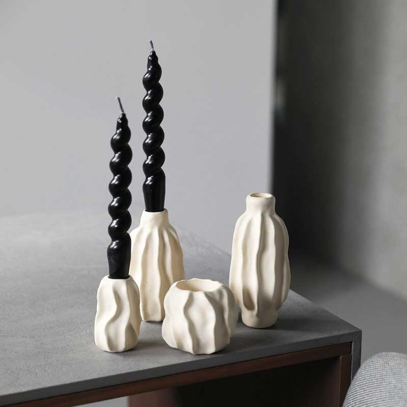 Wabi-Sabi Cream Ceramic Candle Holder Color:Style1 2