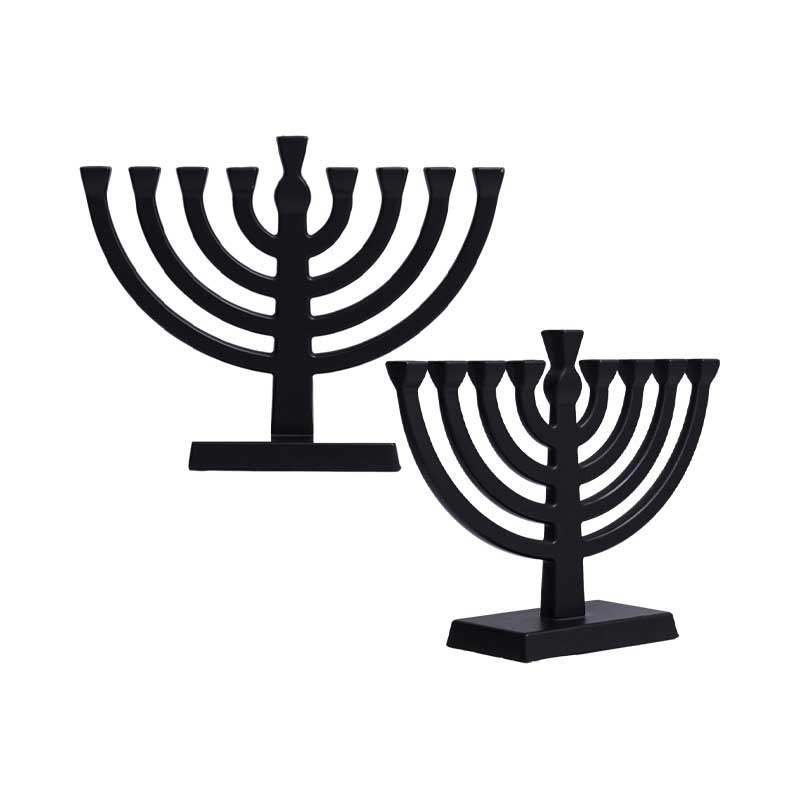 Zinc Alloy 9 arms Candlestick, Menorah for Hanukkah, Matte Black