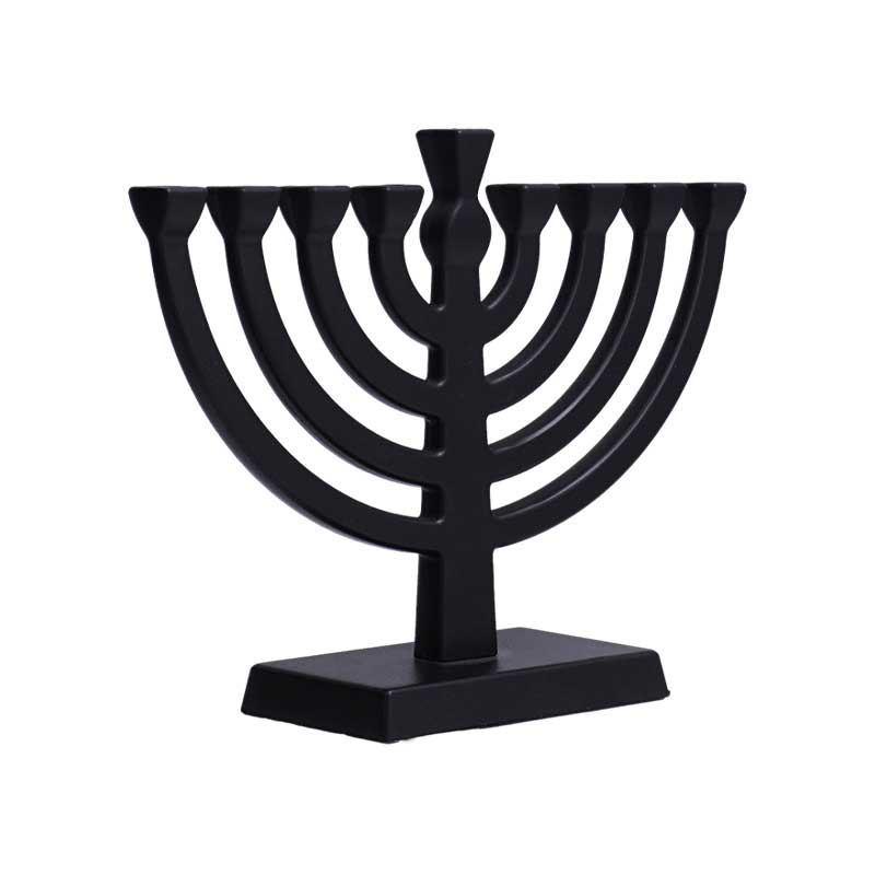 Zinc Alloy Rectangular Base Menorah Candelabra, Menorah for Hanukkah, Matte Black Color:Black 1