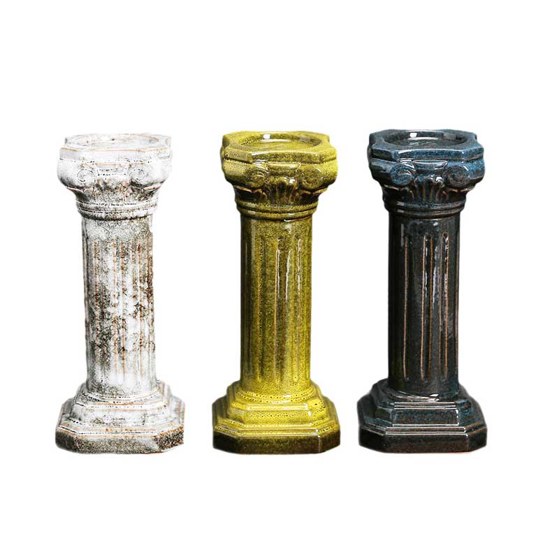Ceramic European-style Roman column candle holder