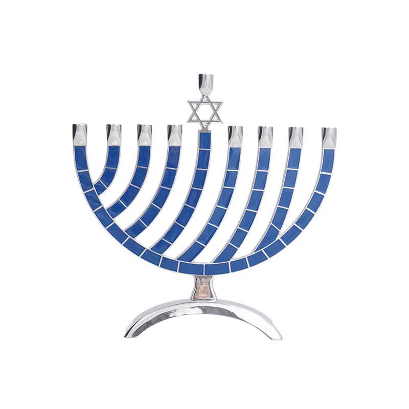 blue shabbat candle holders 9 arms aluminium alloy