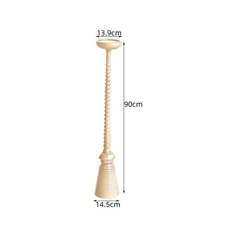 Carved Solid Wood Floor Candle Holder Natural