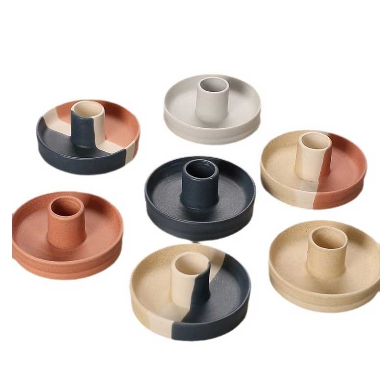 Japanese Rough Pottery Handmade Candlestick Holder