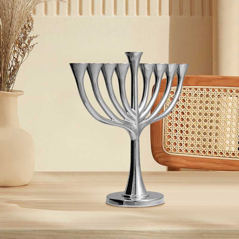 Modern Abstract Zinc Alloy Plated 9-Branch Menorah Color:Silver 2