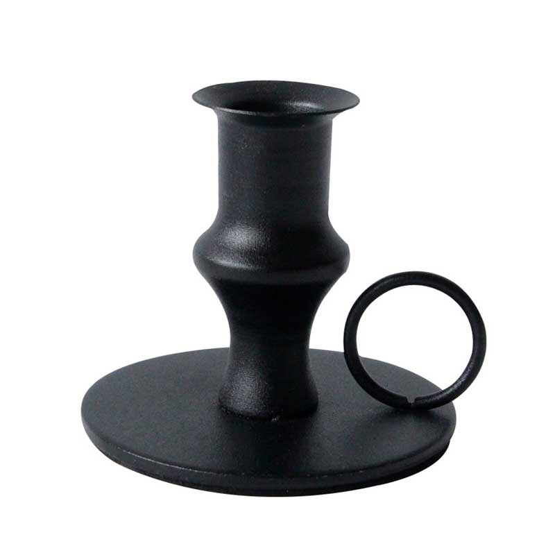 Minimalist Iron Candle Holder With Round Handle & Base Color:Black