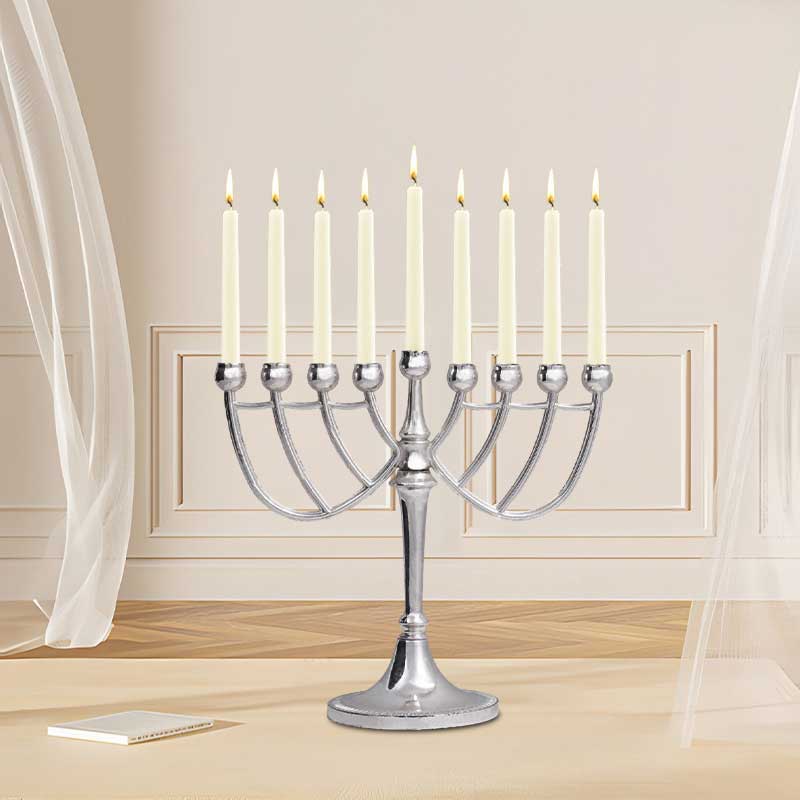 shabbat candle holders 9 arms Color:Silver 2