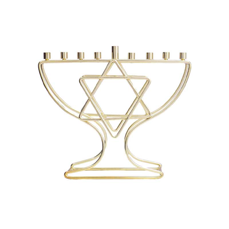 shabbat candle holders 9 arms Yellow