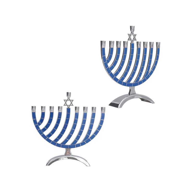 Modern Aluminum Alloy 9-Branch Menorah Color:Blue 1