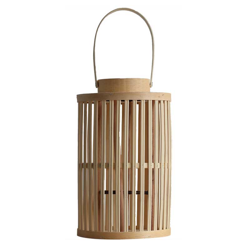 Hand-Woven Floor Bamboo and Wood Lantern / Candle Holder