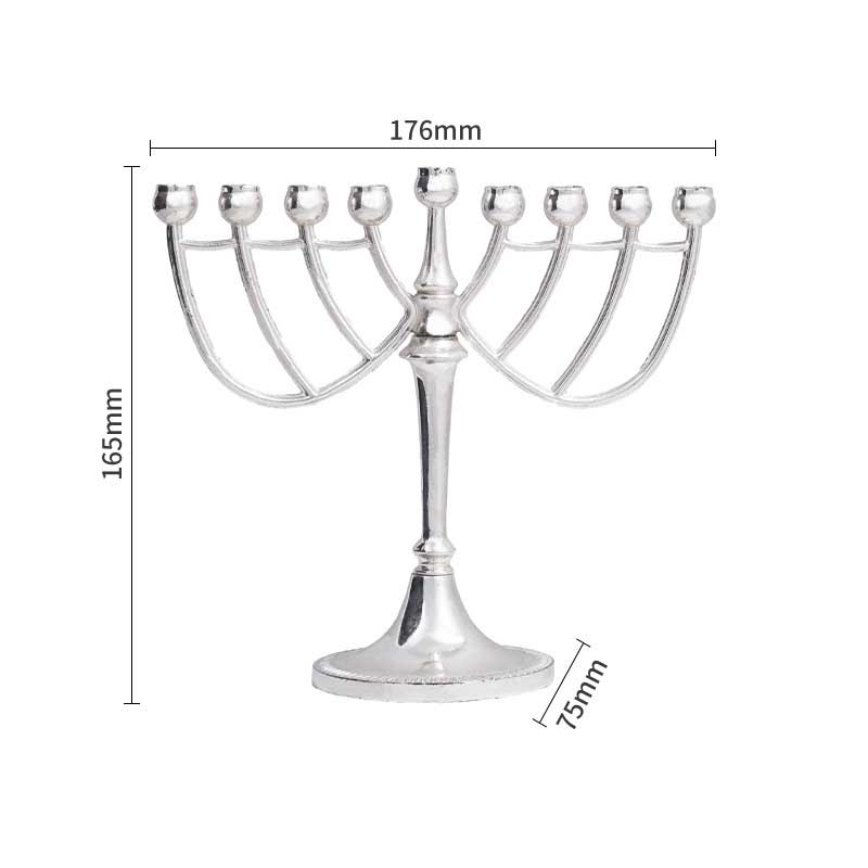 shabbat candle holders 9 arms Color:Silver 1