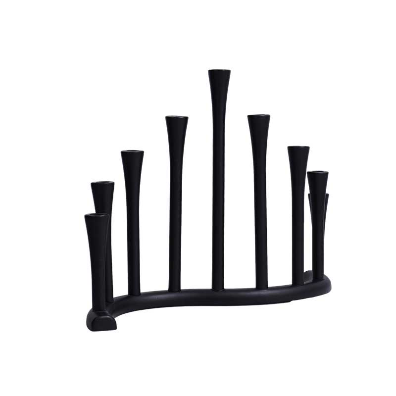 Hanukkah Menorah, Wavy 9-Arm Candelabra, Black Zinc Alloy Color:Black 3