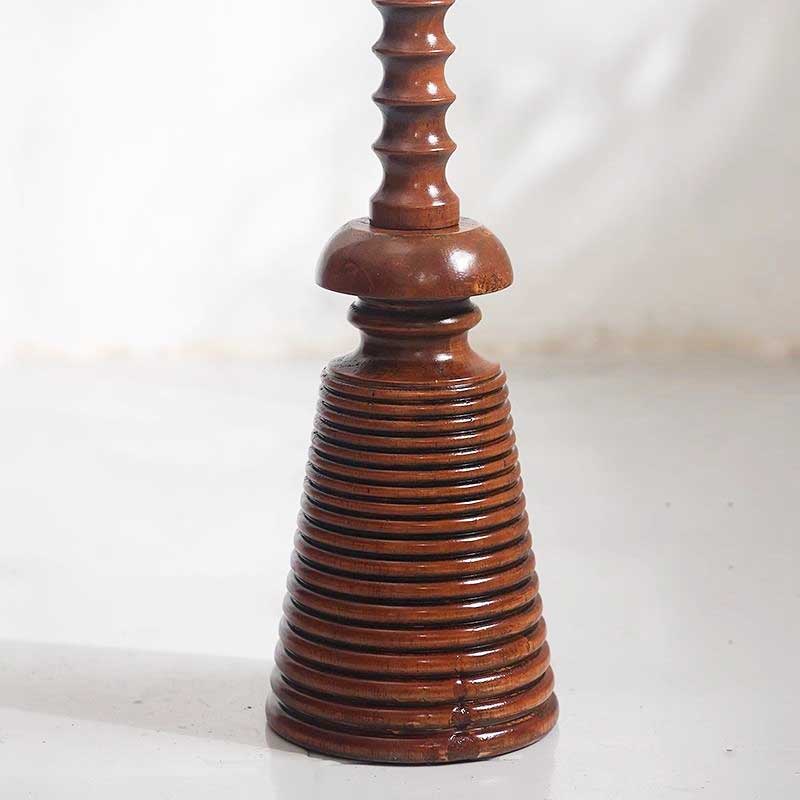 Carved Solid Wood Floor Candle Holder Color:Brown 1