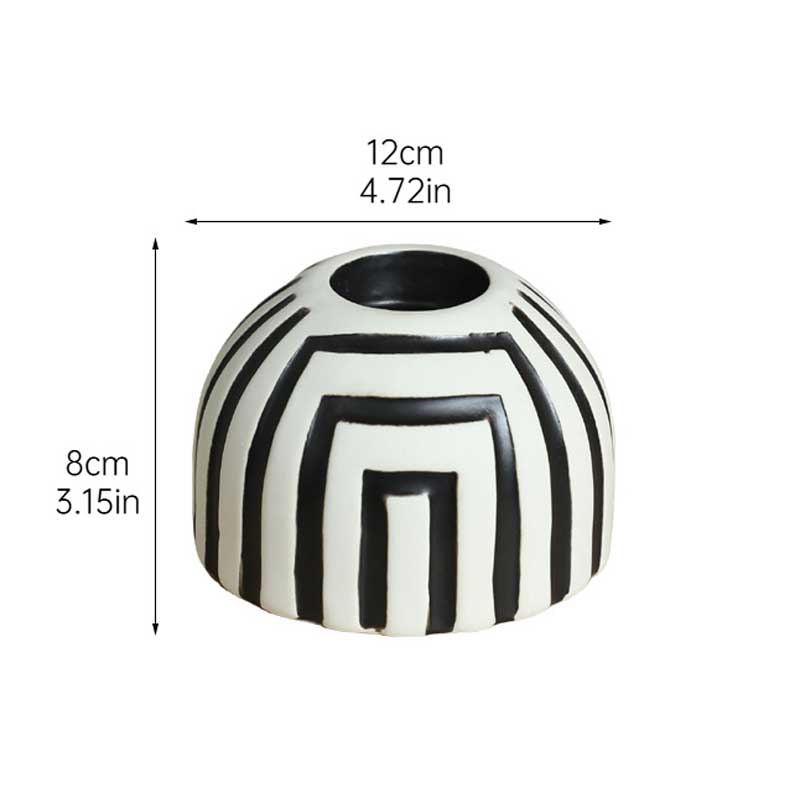 Retro Black and White Striped Ceramic Candle Holder Set of 3 Size:20*20*16cm 1