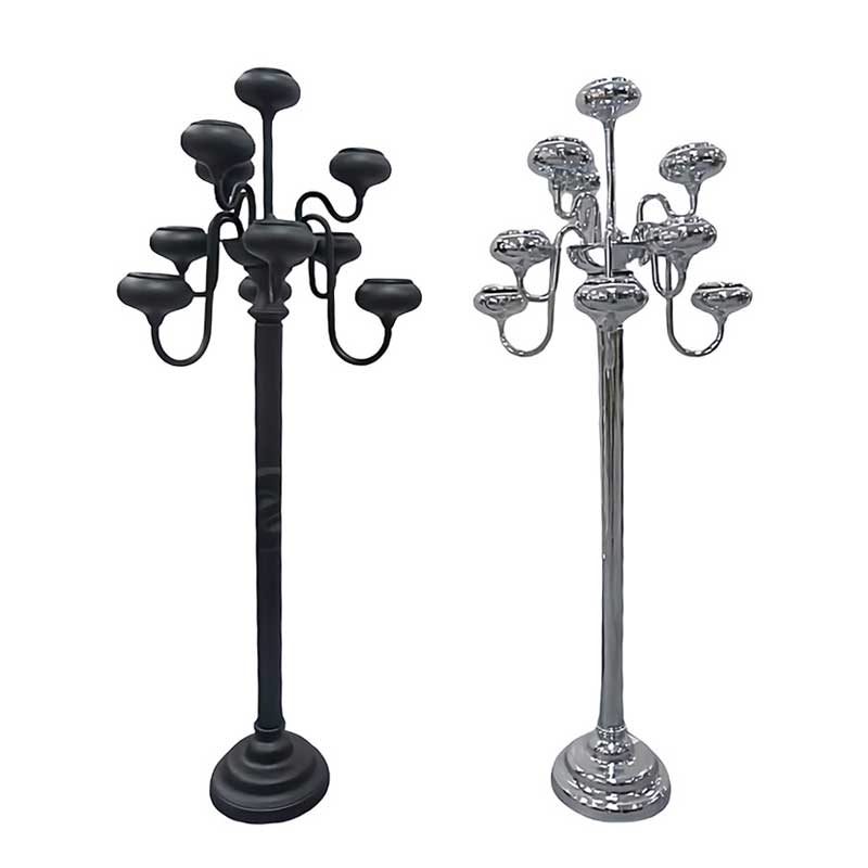 Nine-Head Wrought Iron Floor Candelabra
