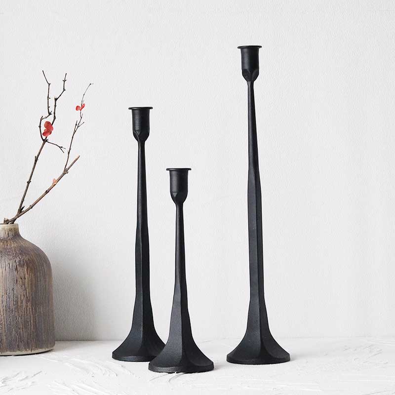 Minimalist Iron Candlestick Set of 3,Black/Gold Color:Black 1