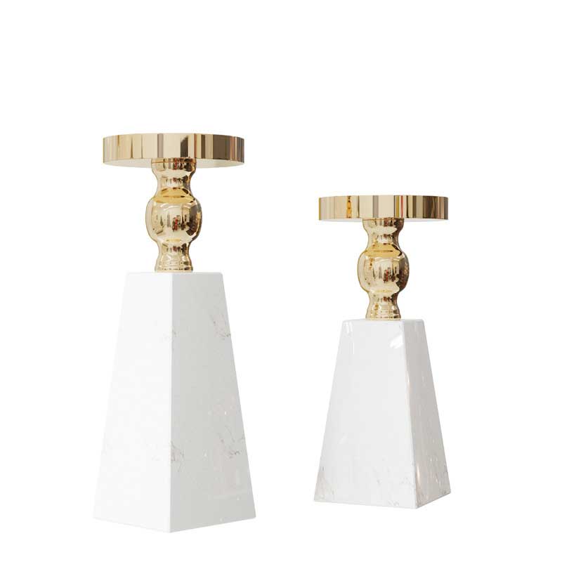 Light Luxury Marble & Metal Spliced Candlestick Marble Base