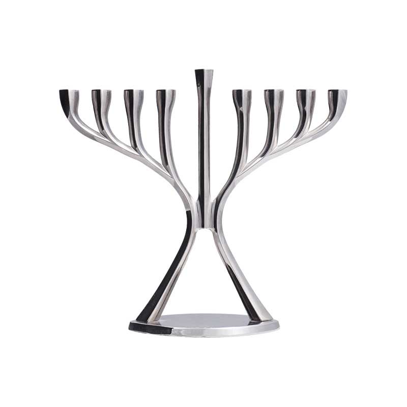 Black shabbat candle holders 9 arms Silver
