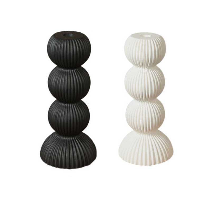 Minimalist Black & White Ceramic Stacked Ball Candle Holder