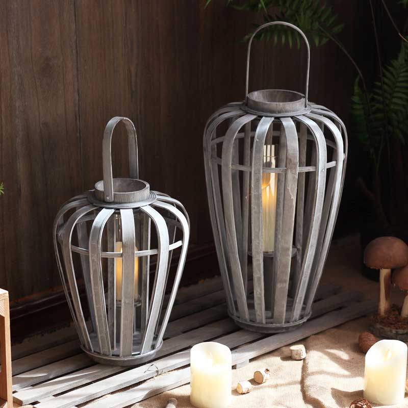Rustic Farmhouse Wooden Lantern Candle Holder Size:27*46cm 2