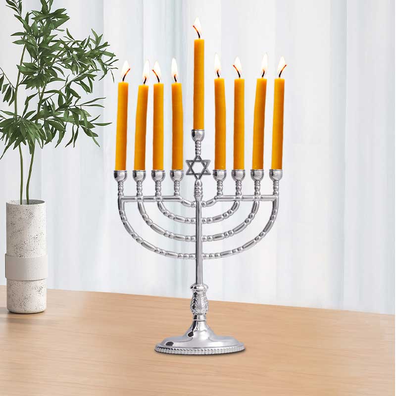 Classic Aluminum Alloy 9-Branch Menorah Color:Silver 2