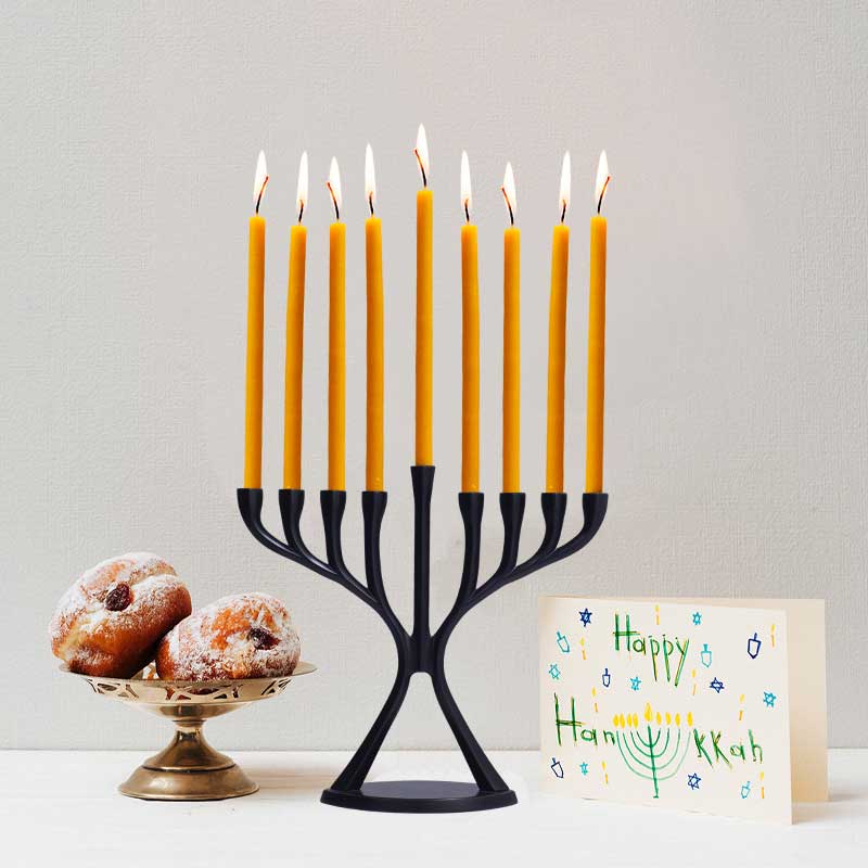 Black shabbat candle holders 9 arms Color:Silver 1