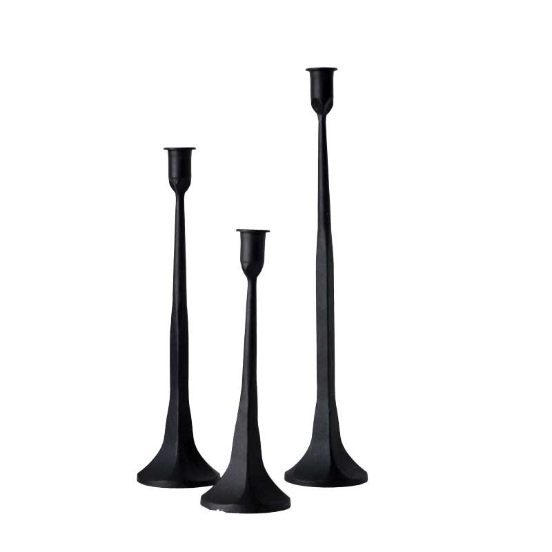 Modern Minimalist Iron Candlestick Set of 3 | Tabletop Decor | Black/Gold